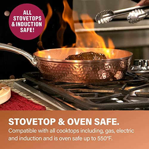 Gotham Steel Hammered 15 Pc Copper Pots and Pans Set Non Stick, Kitchen Cookware Sets, Pot and Pan Set, Ceramic Cookware Set, Non Toxic Cookware Set, Non Stick Pots and Pan Set, Dishwasher Safe…