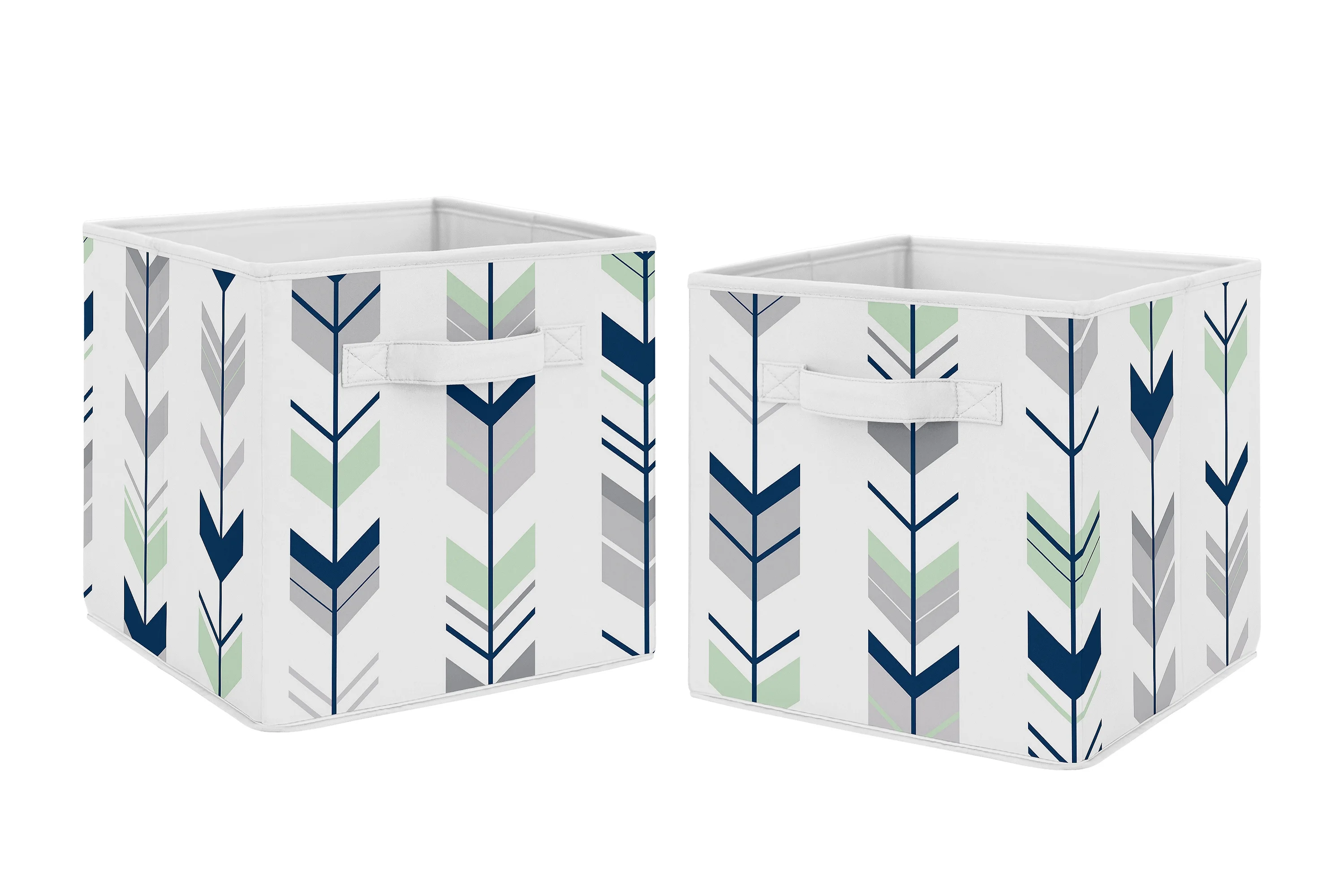 Mod Arrow Grey Navy Mint Fabric Storage Bins (Set of 2) by Sweet Jojo Designs