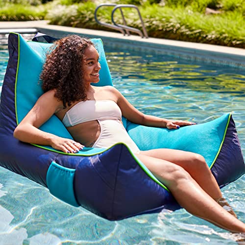 Big Joe Captain's Float No Inflation Needed Pool Lounger, Double Sided Mesh, Quick Draining Fabric