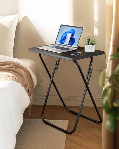 HUANUO Folding TV Tray Table -Stable Tray Table with No Assembly Required, TV Dinner Tray for Eating, Foldable Snack Tables for Bed & Sofa (Marbling)
