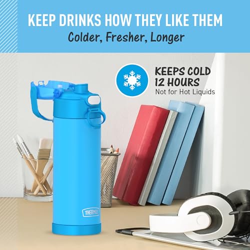 THERMOS FUNTAINER 16 Ounce Stainless Steel Vacuum Insulated Bottle with Wide Spout Lid, Apricot