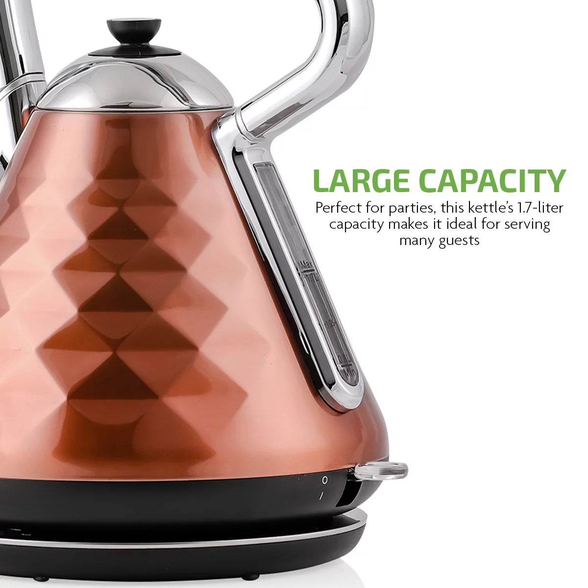 OVENTE 1.7 L Electric Kettle Hot Water Boiler, Automatic Shutoff, Coffee/Tea Maker, Copper KS755CO