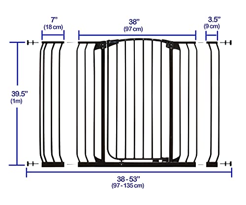 Dreambaby Chelsea Extra-Tall Auto-Close Security Baby Safety Gate-Black-with Extensions, Black, 28 - 42.5