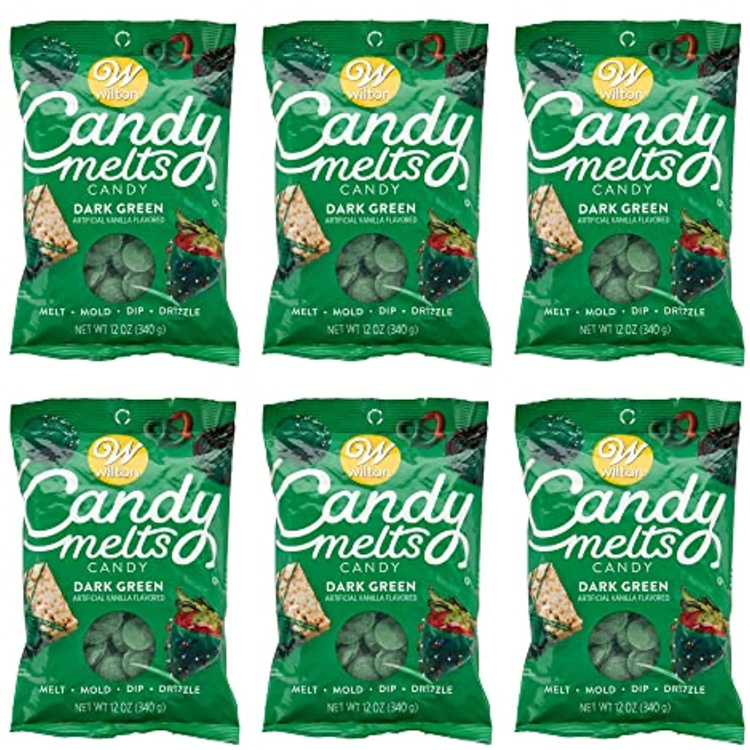 Wilton Dark Green Candy Melts Candy, 12 Oz, Pack Of 6