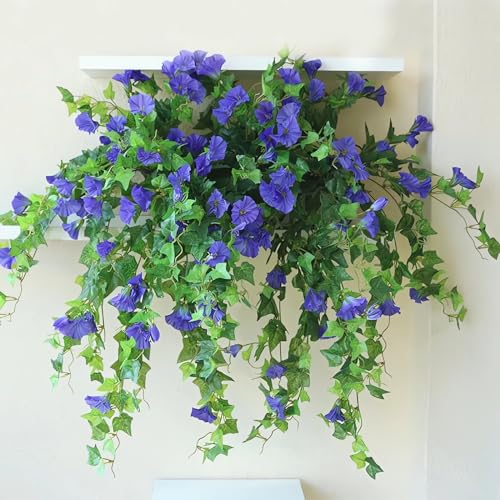 CrusJia Simulation Artificial Flower - 2024 New Artificial Uv Resistant Outdoor Flowers, Realistic Artificial Morning Glories for Outdoor Hanging, Fake Flowers for Home Porch Garden Patio Decor