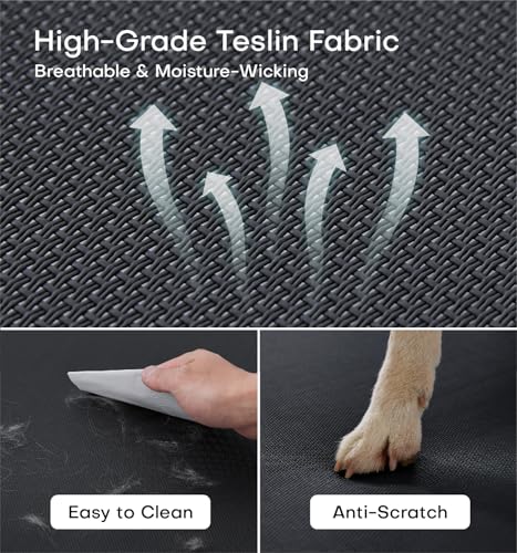 Made4Pets Outdoor Elevated Dog Bed for Large Dogs - Cooling Raised Pet Cot with Skid-Resistant Feet, Tool-Free Setup, Chew-Resistant Frame, Washable Mesh Hammock, Indoor & Outdoor Use, 42