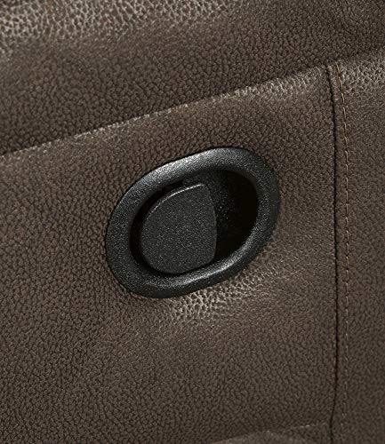 Signature Design by Ashley Jesolo Modern Faux Leather Manual Pull Tab Double Reclining Sofa, Dark Brown