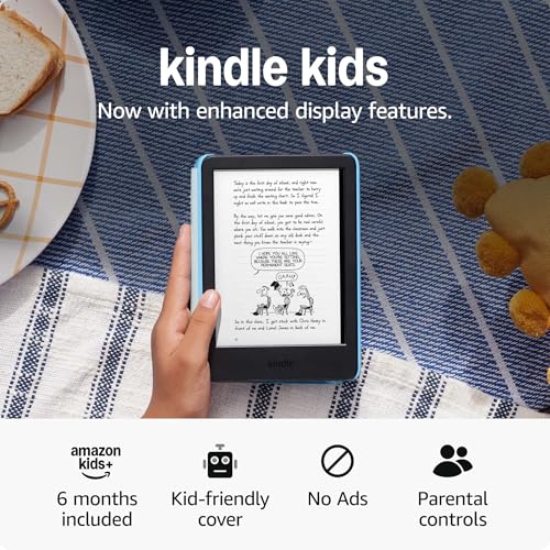 Amazon Kindle Kids 16GB (newest model) - If it breaks, we will replace it, includes ad-free books and cover, with glare-free display, faster page turns - Unicorn Valley