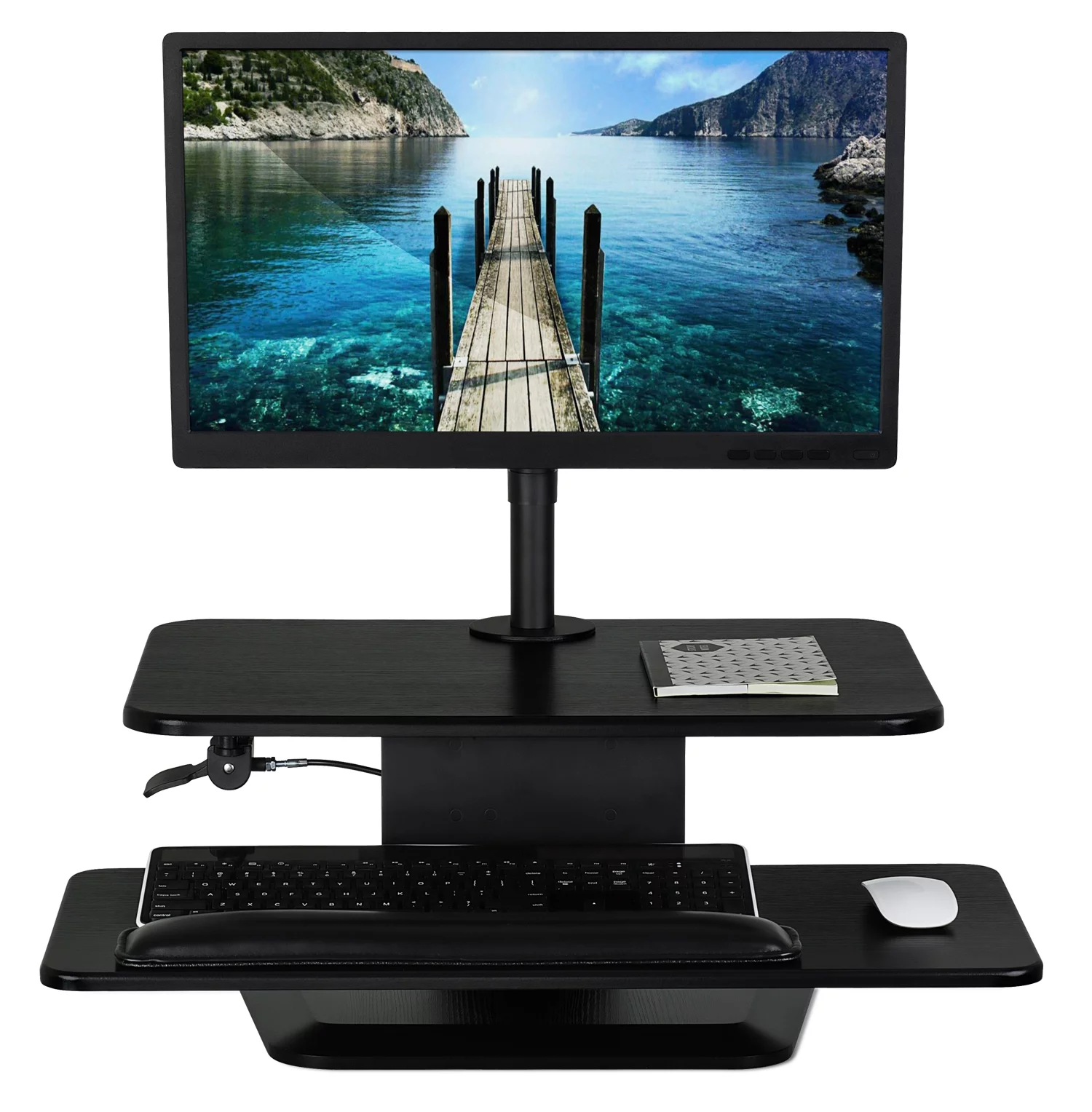 Mount-It! Sit Stand Workstation Standing Desk Converter With Monitor Mount Combo, Ergonomic Height Adjustable Tabletop Desk(MI-7913)