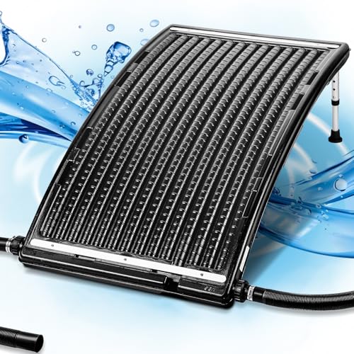 2025 Upgraded Solar Pool Heater with Adjustable Support Feet, Pool Heater for Above Ground Pool, Inground Pool Warmer, with 2 Adapters, 2 Hoses & Clamps, 2 Plumber Tapes, Thicken