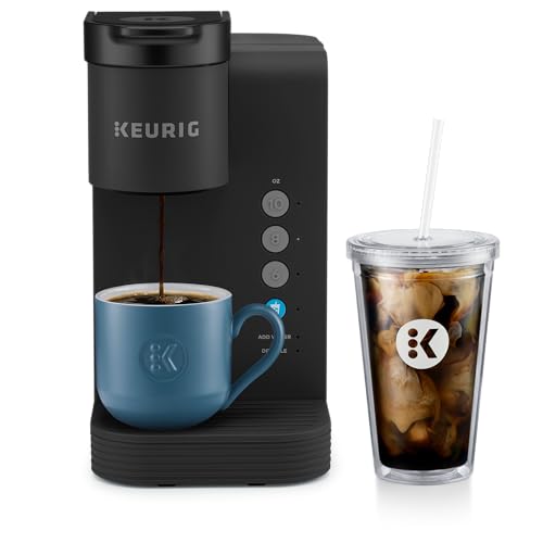 KeurigK K-Iced Essentials Iced and Hot Single-Serve K-Cup Pod Coffee Maker, 4 Cup Sizes, 36oz Removable Reservoir & ICED TUMBLER (White)