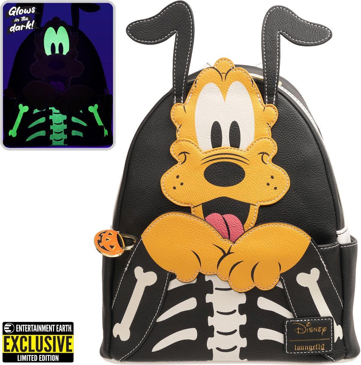 Loungefly Disney Pluto Skellington Glow-in-The-Dark Mini-Backpack - Entertainment Earth Exclusive