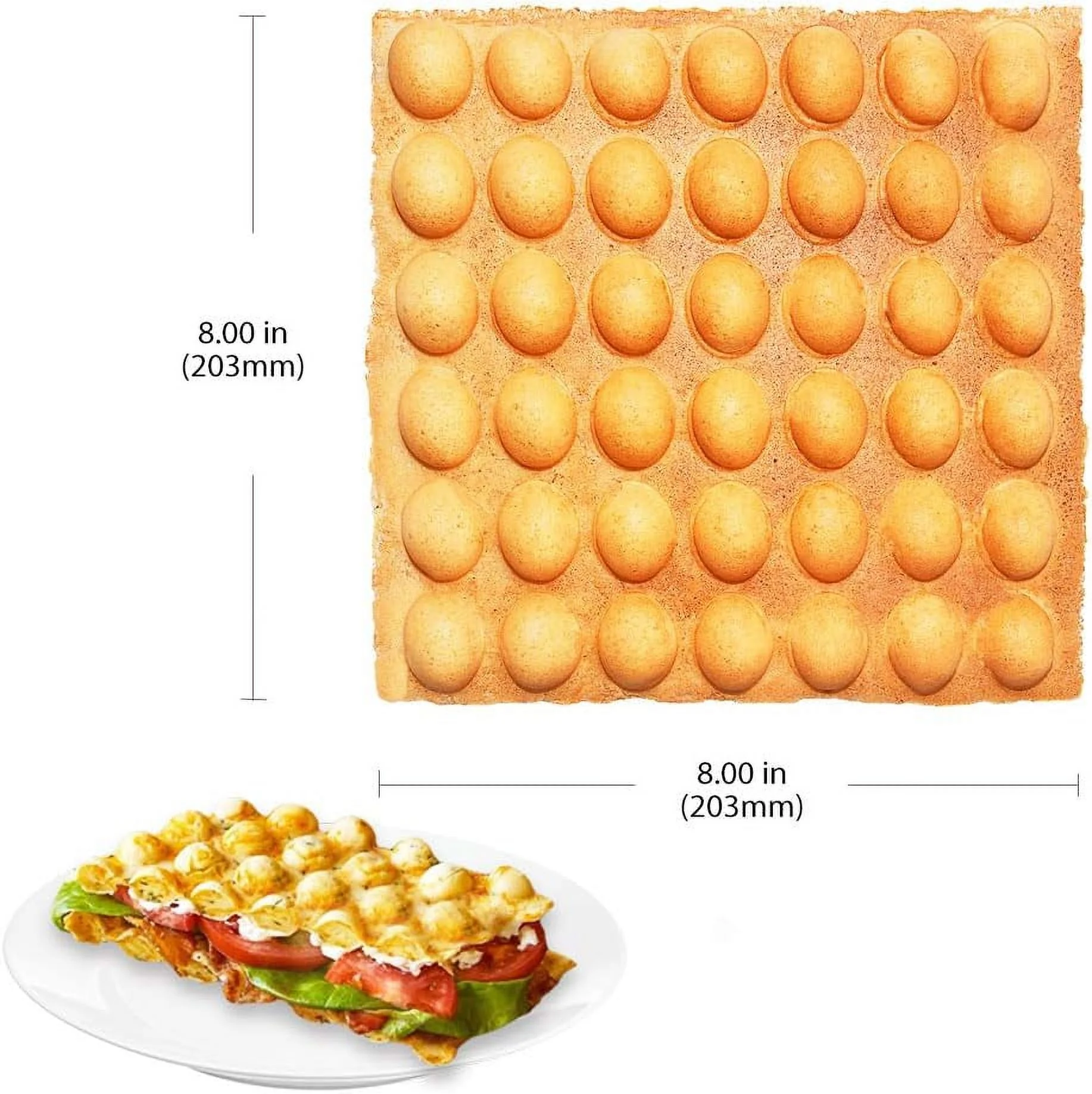 Bubble Waffle Maker | Waffle Iron With Nonstick Coating | Stainless Steel (Rotating (Square-Shaped))