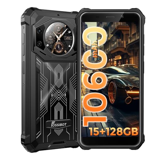 FOSSIBOT F101 Pro Rugged Smartphone Unlocked, Dual Screen 10600mAh Battery 15+128GB Storage MTK8788 Octa-cora Processor 24MP+8MP+5MP Camera 5.45” HD+ Screen Android 13 IP68/IP69K 4G Dual SIM NFC OTG