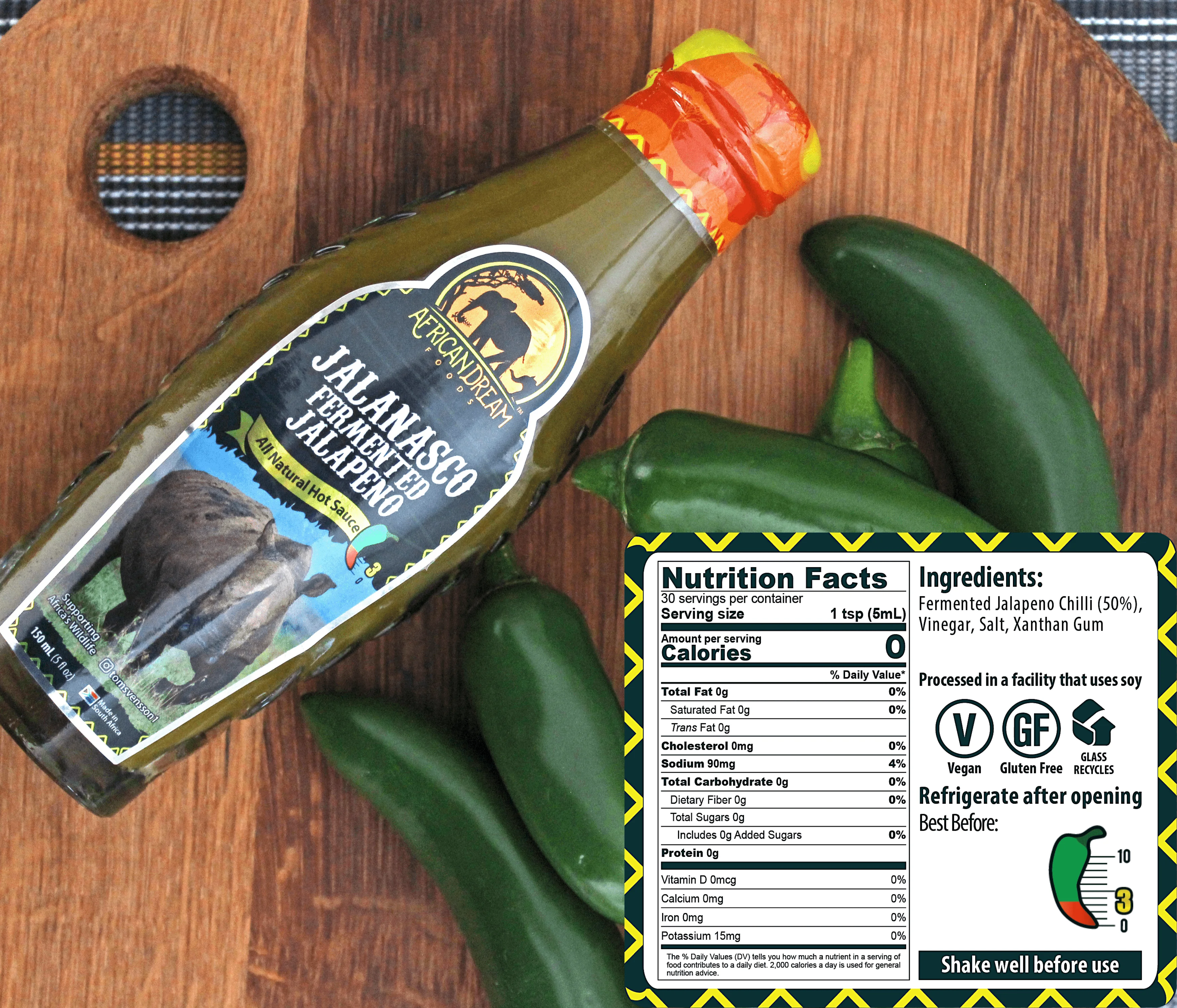 African Dream Foods Mild to Spicy Sauce Gift Pack - Jalanasco - Fermented Jalapeno, Lemon & Garlic Peri-Peri, Bird’s Eye Chili | 5 fl oz Bottles, 3PK