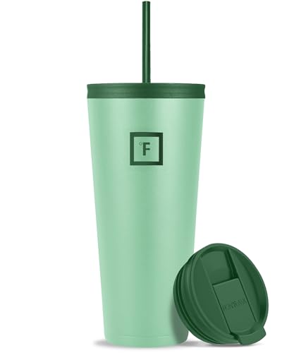 IRON °FLASK Classic Tumbler - Vacuum Insulated Stainless Steel Water Bottle, Double Walled, Drinking Cup, Insulated Travel Mug (Cotton Candy, 24 oz Solid Lid)