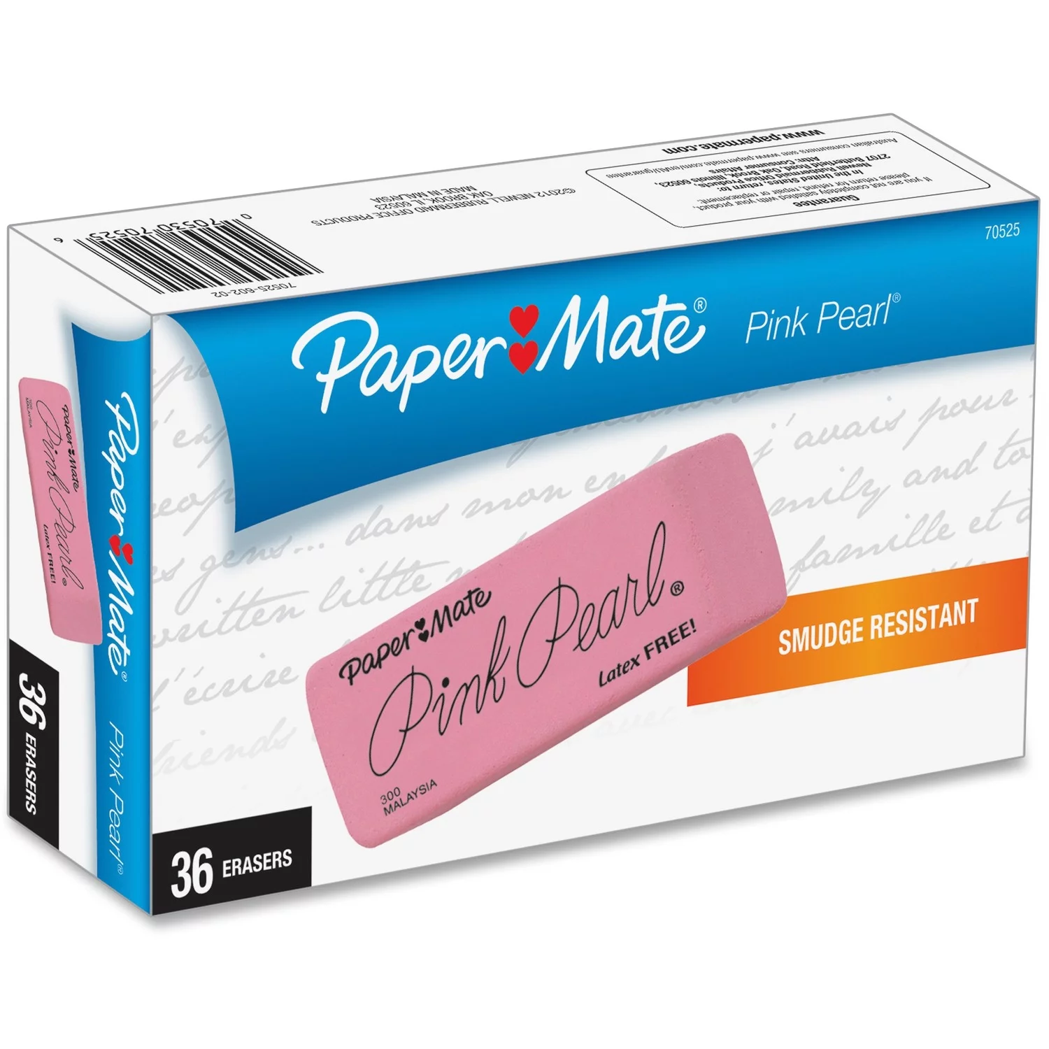 Paper Mate Pink Pearl Erasers, Small, 36 Count