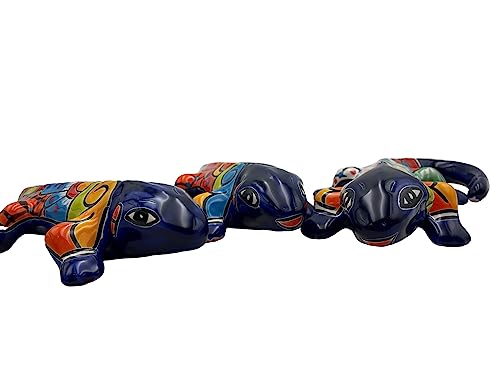 Talavera Pottery Iguana Mexican Pottery Wall Art Hand Painted Handmade Animal Sculpture Indoor Outdoor Folk Art Home Decor Length 12.25