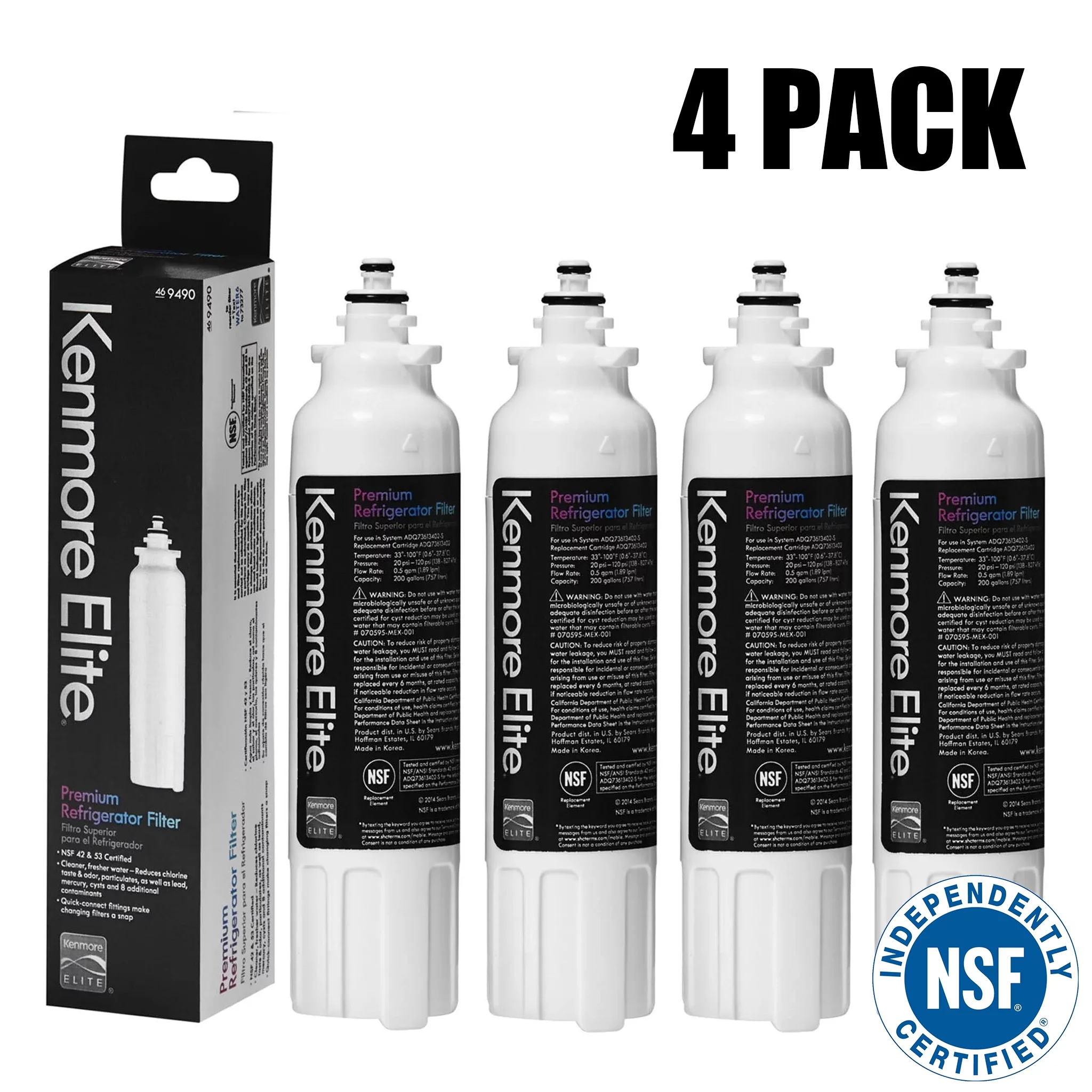 Kenmore Elite 9490 46-9490 Refrigerator Water Filter Fit for LG LT800P 4 Pack