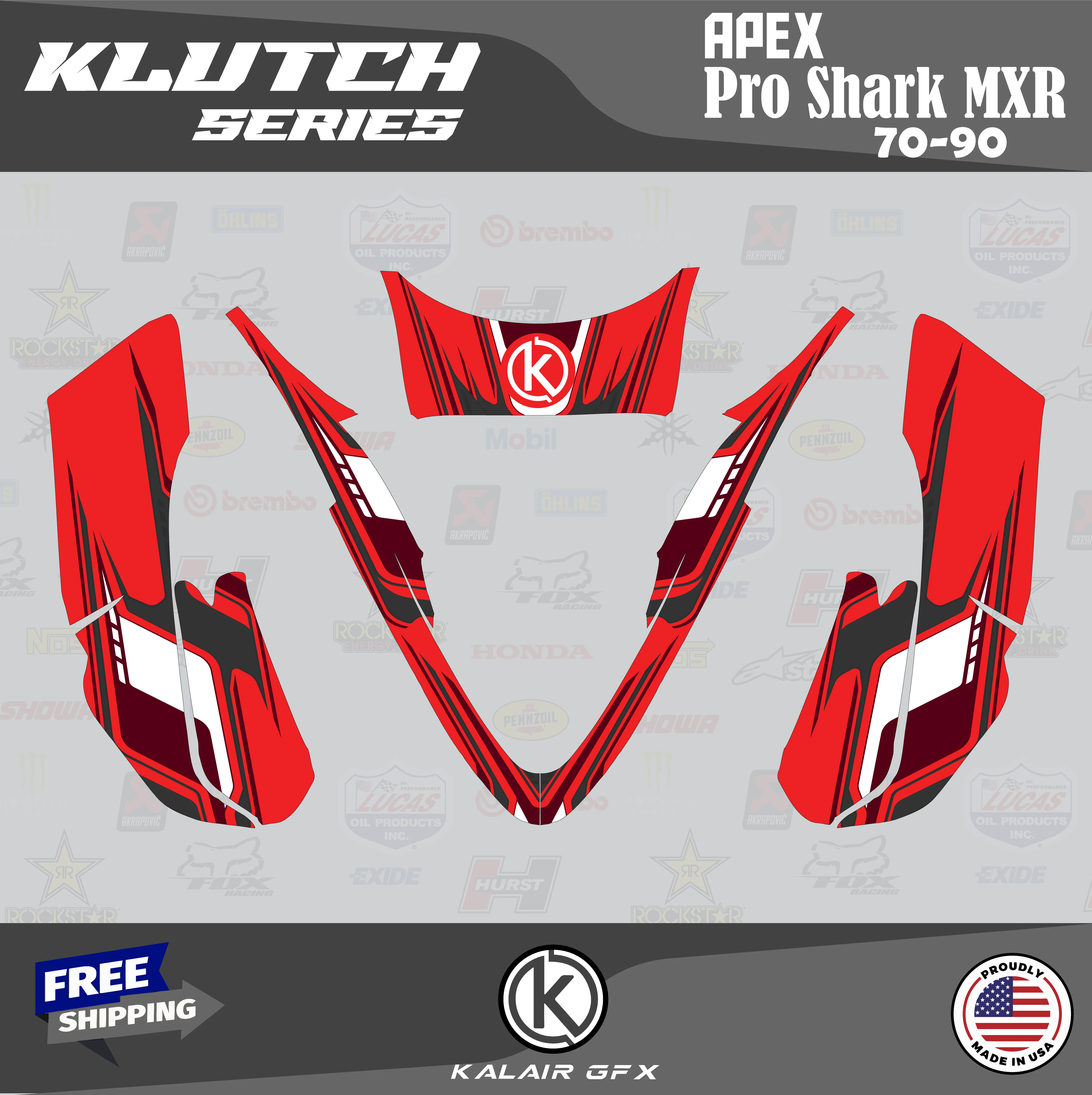 Kalair GFX Graphics Kit for APEX PRO SHARK MXR70 MXR90 (All Years) Klutch Series