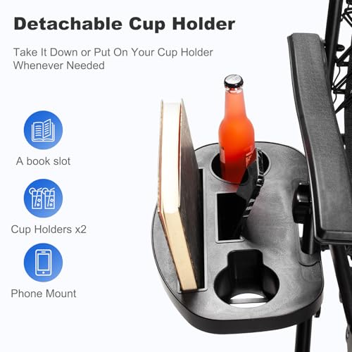 Nazhura Set of 2 Relaxing Recliners Patio Chairs Adjustable Steel Mesh Zero Gravity Lounge Chair Beach Chairs with Pillow and Cup Holder (Dark Green)