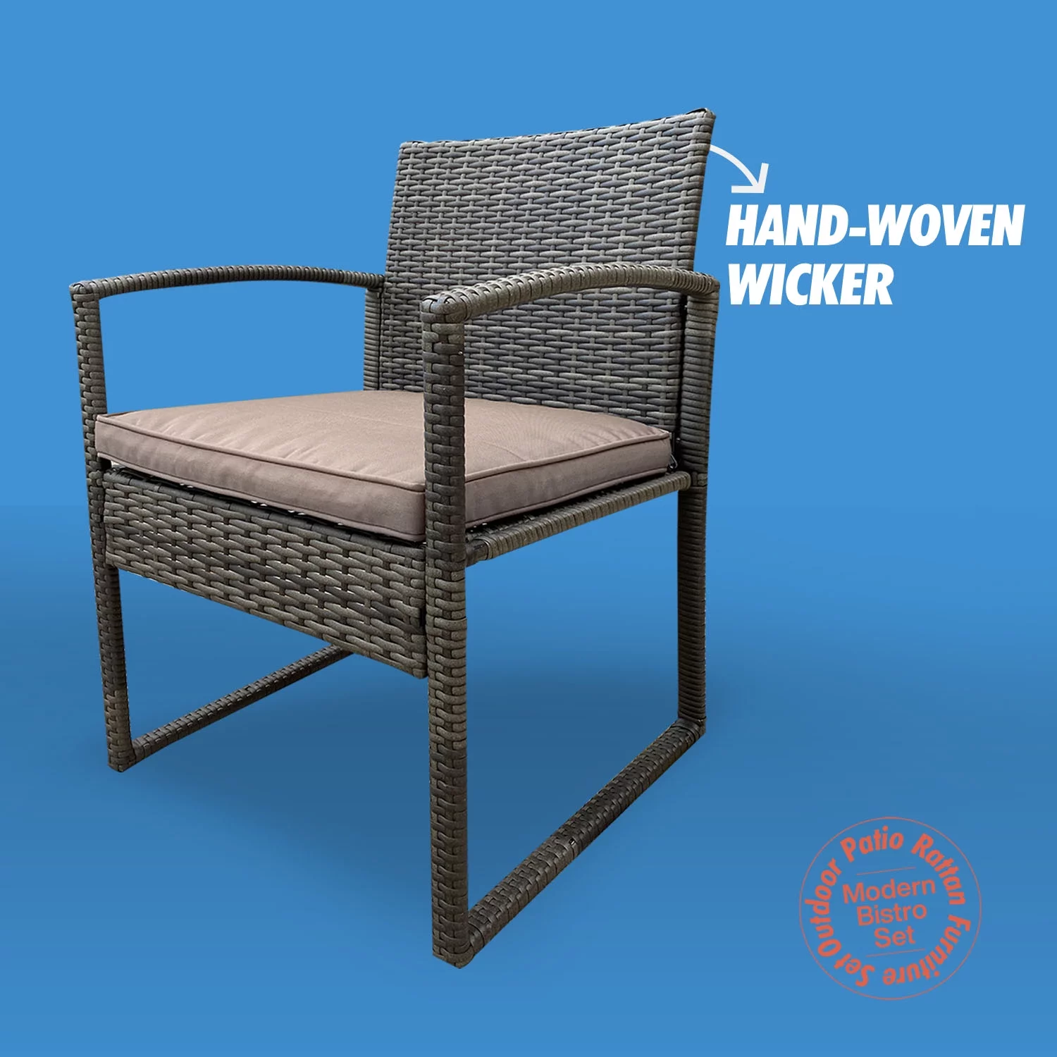 Atlas 3-Piece Rattan Relaxing Furniture Set -Two Chairs With Glass Outdoor Garden Coffee Table- Coffee