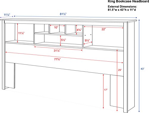 Prepac King Bookcase Headboard, Black