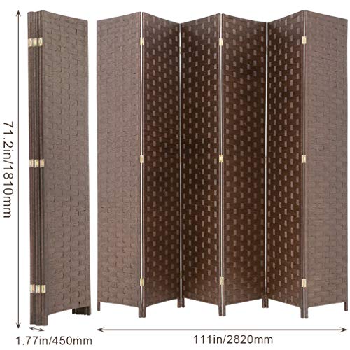 Wood Mesh Woven Design 4 Panel Folding Wooden Screen Room Divider