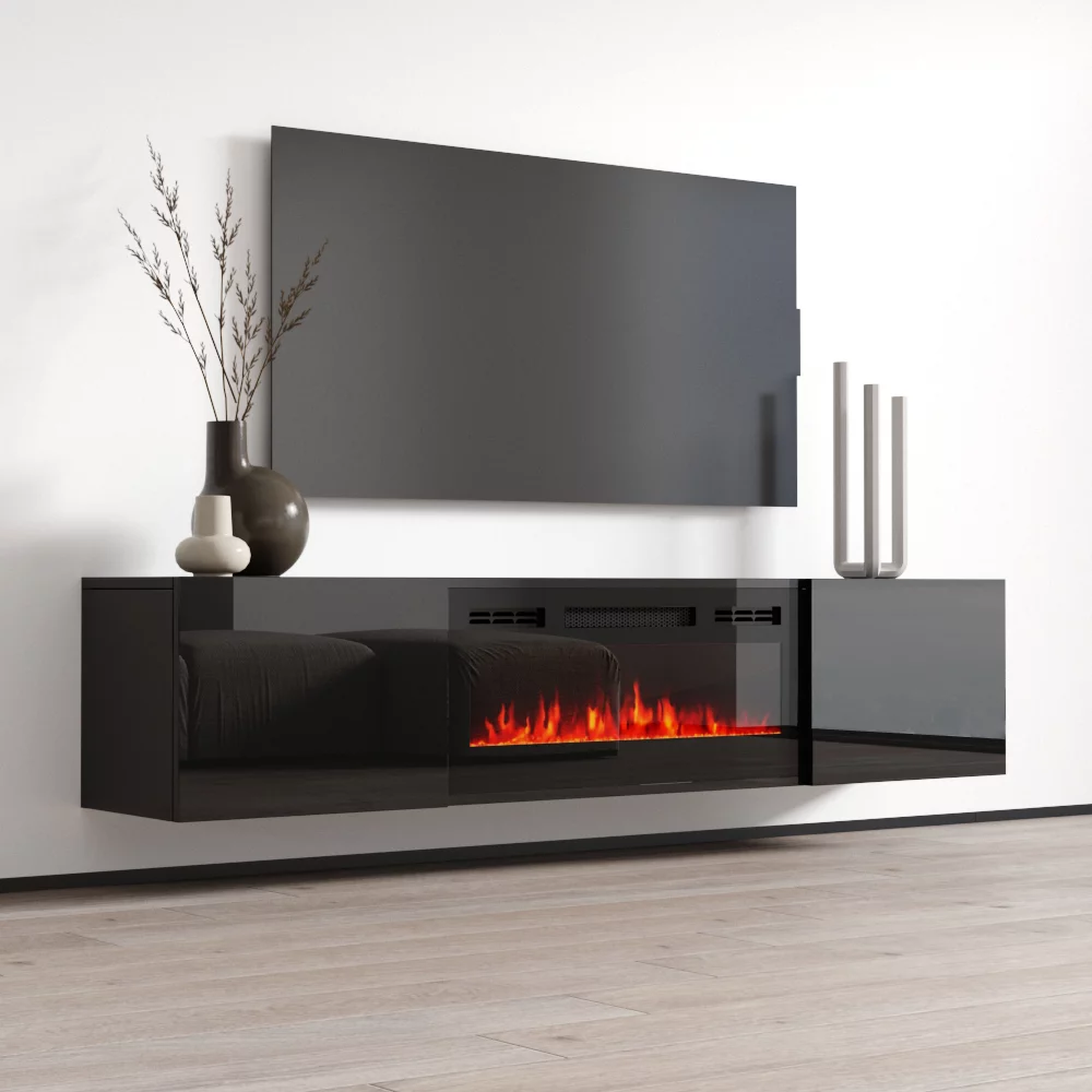 Cali BL-EF Floating Fireplace TV Stand for TVs up to 80