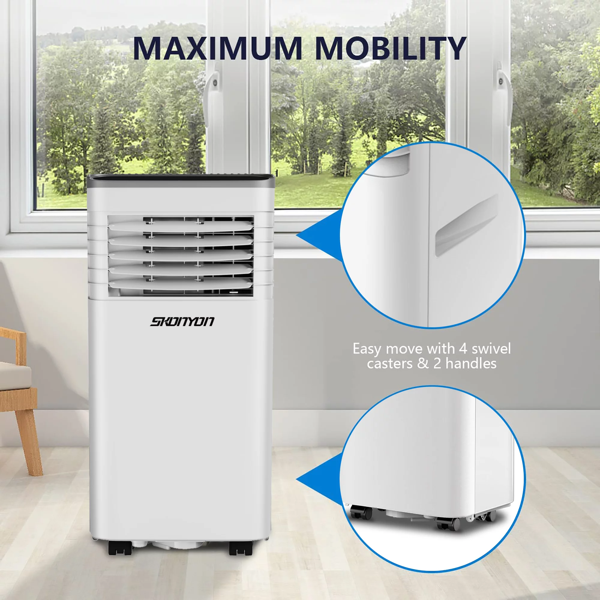 YouYeap 5500 BTU (8000BTU ASHRAE) 3-in-1 Portable Air Conditioner & Dehumidifier Function Remote