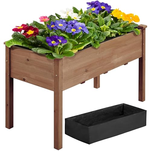 Yaheetech 1pc Raised Garden Bed 48x24x30in Elevated Wooden Horticulture Planter Box with Legs Standing Growing Bed for Gardening/Backyard/Patio/Balcony