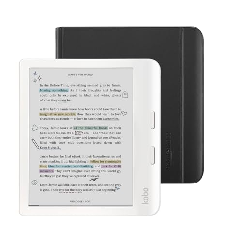 Kobo Libra Colour White eReader with Case Bundle