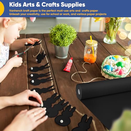 Vanhench Black Wrapping Paper, 17.5