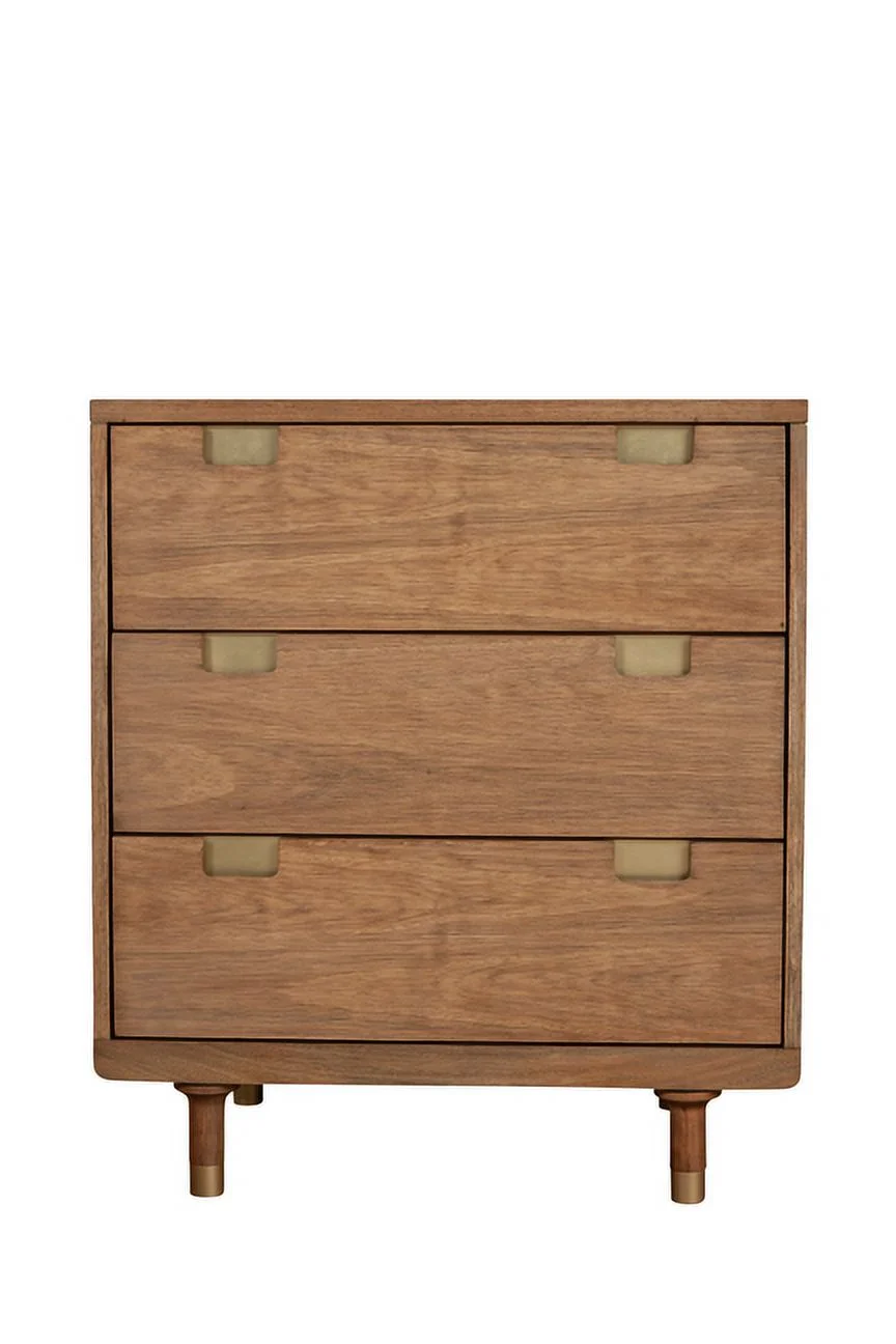 Alpine Furniture Easton Three Drawer Small Wood Chest in Sand (Beige)