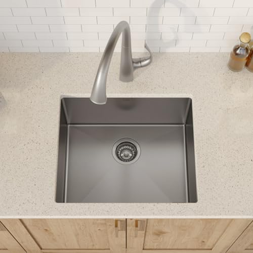 Kraus KHU101-24L Standart PRO 24-inch Undermount 16 Gauge Single Bowl Laundry and Utility Sink, 24 Inch, Tight Radius