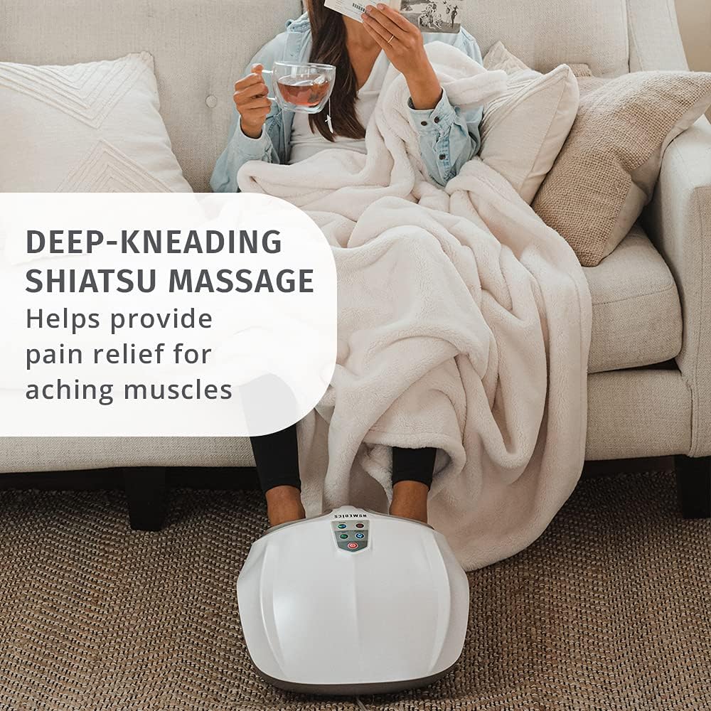 HoMedics Shiatsu Air 2.0 Foot Massager with Soothing Heat and Rhythmic Air Compression, 3 Customized Controls and Intensities, Washable Liner, At-Home Kneading Massage Relaxes Feet, 3 Speed Options