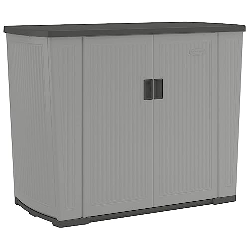 Suncast Outdoor Storage Shed for Patio and Garden, Backyard Oasis, 130 Gallon, Dove Gray
