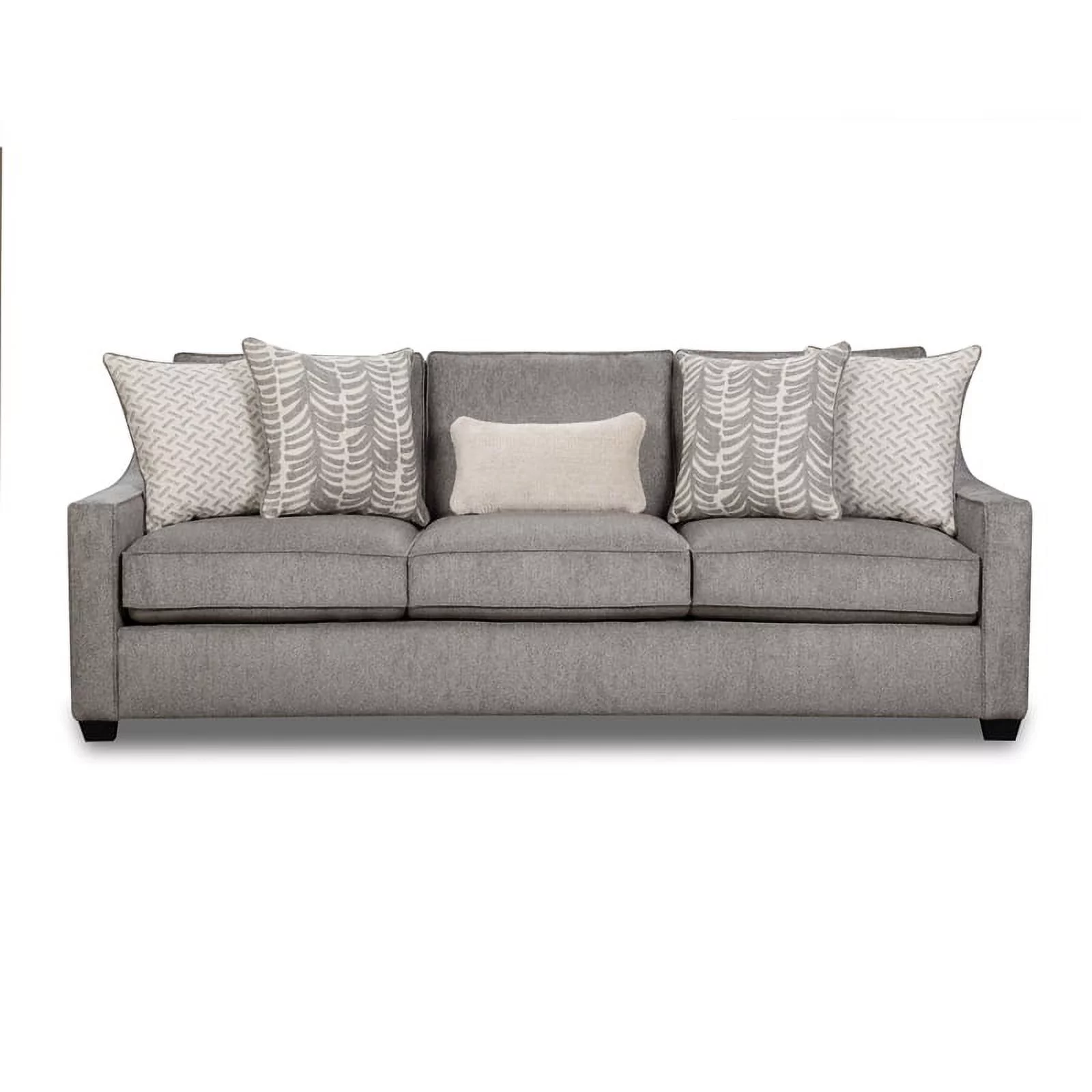 Pemberly Row Modern Fabric Bagley Slim Track Arm Sofa in Gray