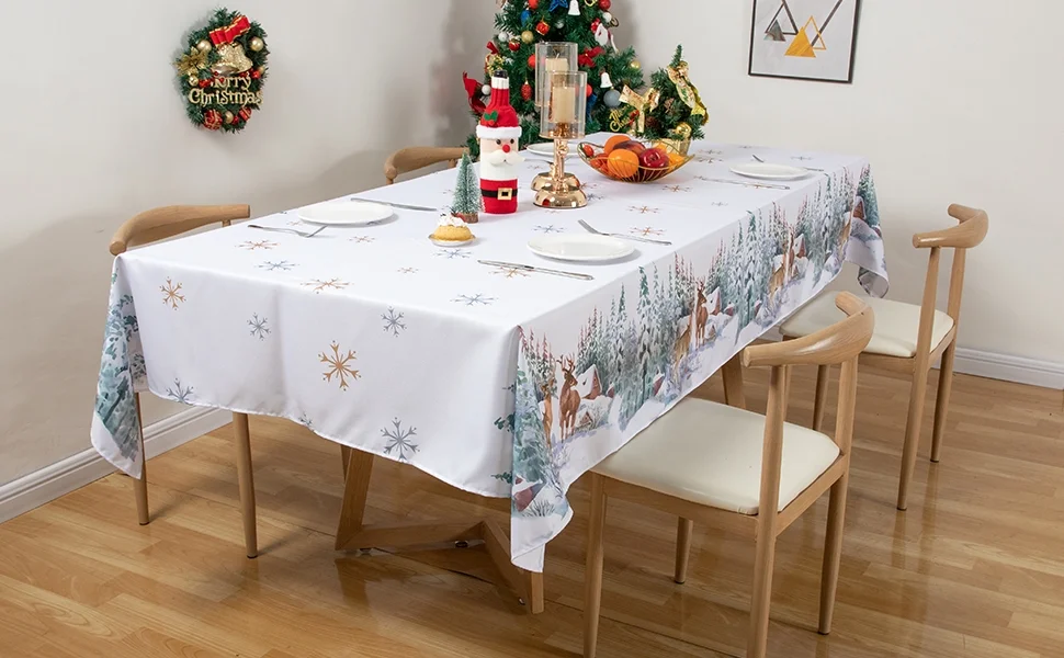 Ray Star Christmas Tablecloth Rectangle 60x102in Machine Washable Table Cloths That Does not Fade in The Wash, Thick Can not See Through Tablecloth, Polyester Table Cover