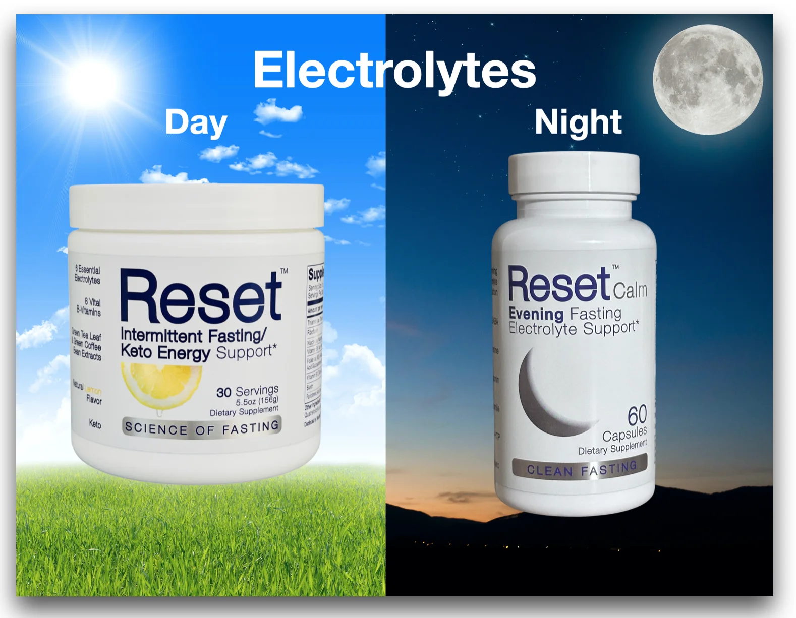 Reset Keto/Fasting Electrolyte Energy, 6 High Grade Electrolytes, Himalayan Pink Salt, 8 B-Complex Vitamins, 72 Trace Minerals, Green Tea Leaf Extract, Green Coffee Bean Extract