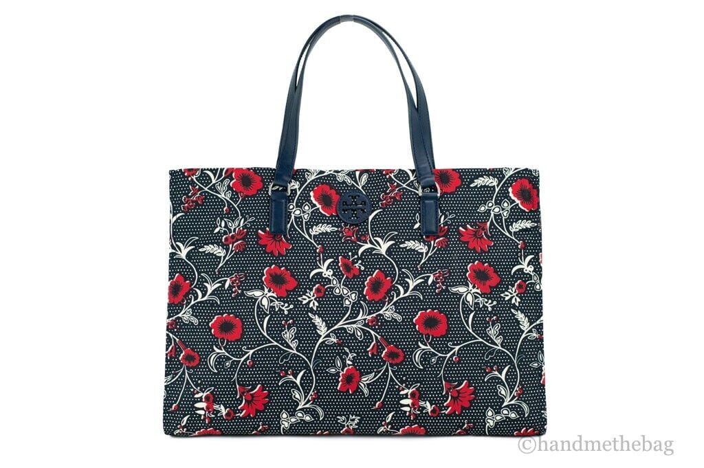 Tory Burch (139366) Medium Nylon Retro Batik Print Shoulder Tote Handbag (Navy Red)