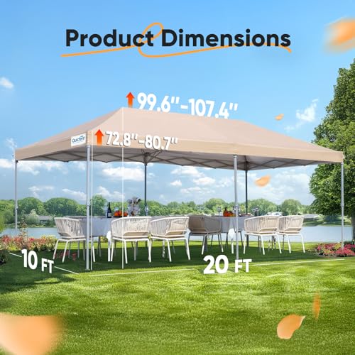 Quictent 10x20ft Easy Pop up Canopy Tent Instant Canopy Shelter Waterproof with Roller Bag