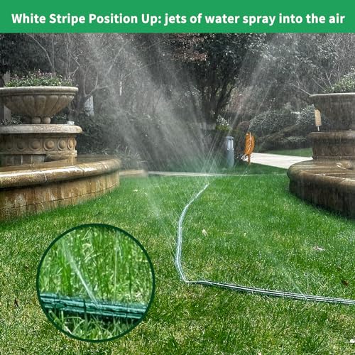25FT Flat Sprinkler Hose for Lawn Watering Garden Soaker Hose with Holes, Heavy Duty Lightweight No-Kink Water Hose with Stakes, Irrigation Hose, Great Fun for Kids and Dog