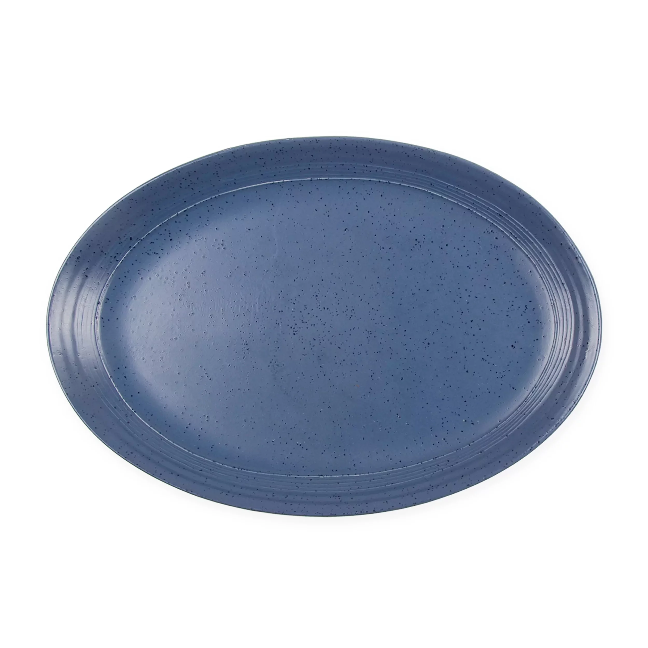 Bee And Willow 14 Inch Stoneware Oval Platter in Blue Speckle