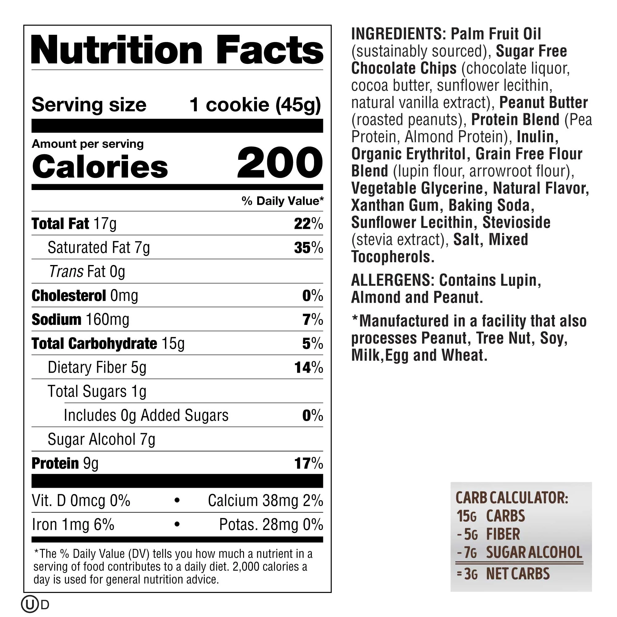 Lenny & Larry's The Keto Cookie, Chocolate Chip, 1.6 oz, 12 Ct