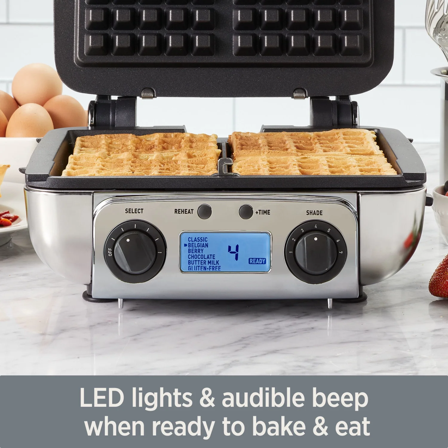All-Clad Gourmet Digital Belgian Waffle Maker with Removable Plates, 4 slice
