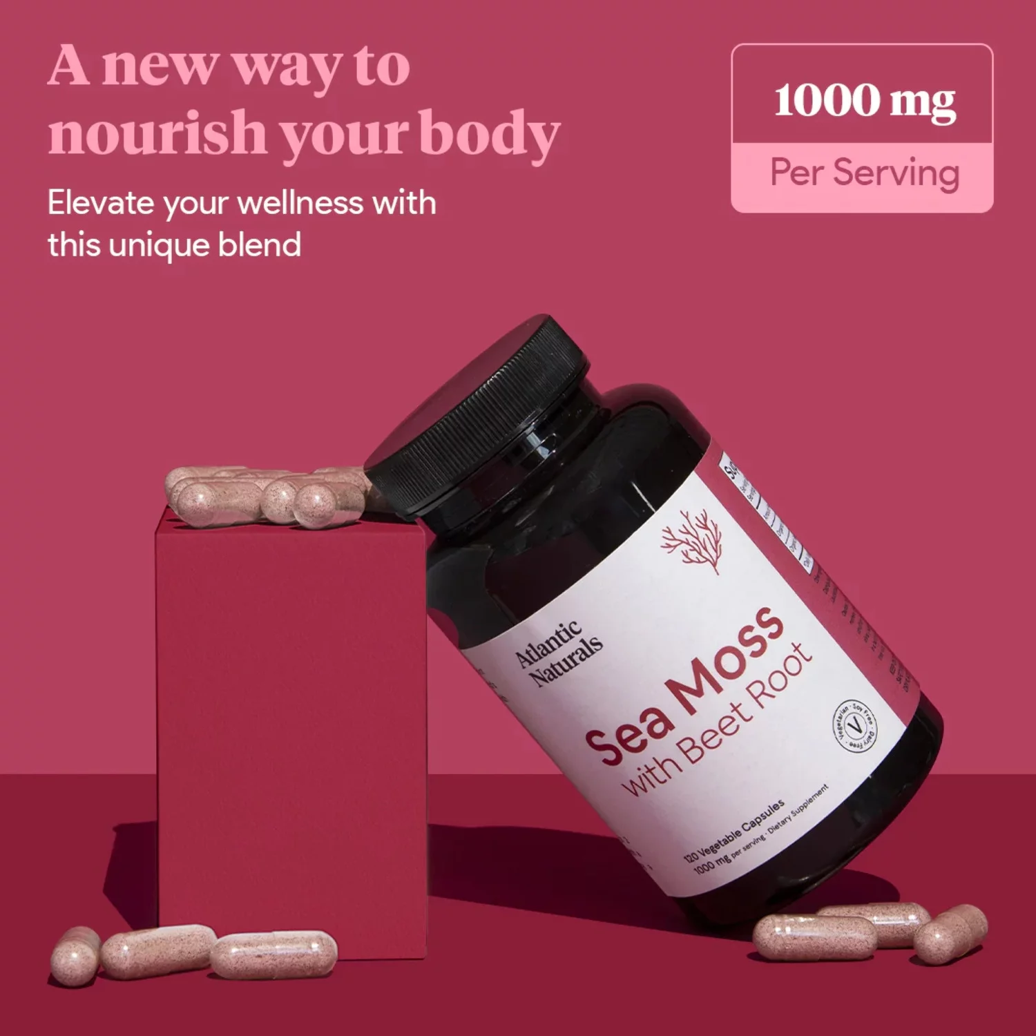 Organic Sea Moss with Beet Root Capsules | Vegan 1000mg