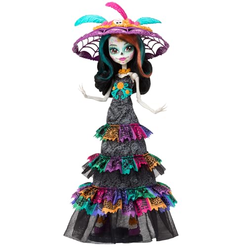 Monster High Doll, Skelita Calaveras Día De Muertos 2024 Howliday Collectible with La Catrina Hat, Papel Picado Dress, and Displayable Packaging