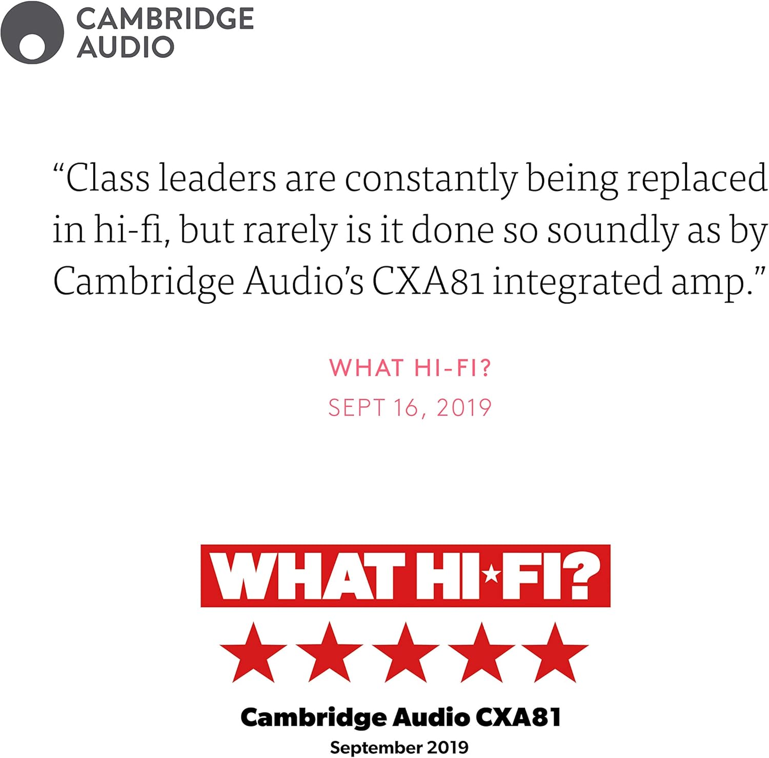 Cambridge Audio CXA81 Stereo Two-Channel Amplifier with Bluetooth and Built-in DAC - 80 Watts Per Channel (Lunar Grey)