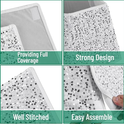 Mr. Pen- Silver Sequin Christmas Tree Skirt and Tree Collar, 24 Inch Base Cover, 24.8 Inch Foldable Sparkling Sequin Trees Skirt Collar, Christmas Skirt Tree